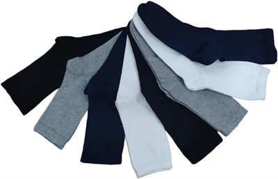 Leement socks Çocuk Okul Çorabı Düz Soket Beyaz Renk 8 Çift Pamuklu Beyaz -1