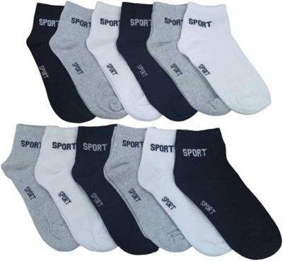 Leement socks Erkek 12 Çift Yarım Konç Spor Çorap Ekonomik siyah -1