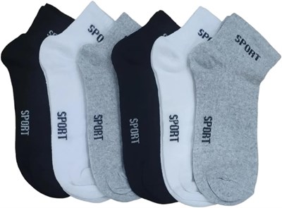 Leement socks Erkek 6 Çift Yarım Konç Spor Çorap Ekonomik beyaz -1