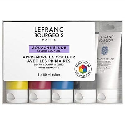 Lefranc & Bourgeois 301241 guaj boya, 5 temel boya seti, her biri 80 ml tüp, guaj boya seti, 400 mililitre - Seçenekler: 80ml Tube - Gouachefarbe, Gouachefarbenset