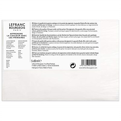 Lefranc & Bourgeois 301241 guaj boya, 5 temel boya seti, her biri 80 ml tüp, guaj boya seti, 400 mililitre - Seçenekler: 80ml Tube - Gouachefarbe, Gouachefarbenset