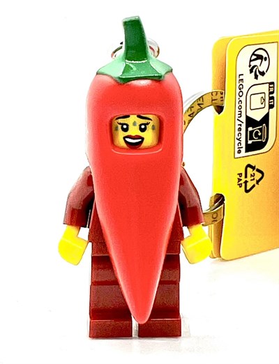 LEGO Anahtarlık - Acı biber kızı - Mini figür 854234 Anahtarlık Chili Pepper Girl ile, Kırmızı, 9 cm