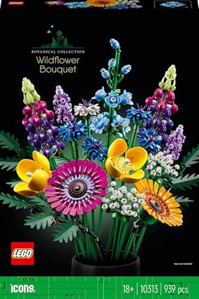 LEGO Botanicals Kır Çiçekleri Buketi 10313 – Yetişkinler için Peygamber Çiçeği, Lavanta, Gelincik Dahil 8 Tür Çiçek İçeren Dekoratif Model Yapım Seti, Sevgililer Günü Hediyesi Fikri (939 Parça)