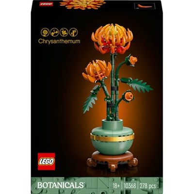 LEGO Botanicals Krizantem 10368 – Yetişkinler için Altın Şeritli ve Ahşap Görünümlü Kaide Üzerinde Pastel Yeşil Saksı İçeren Dekoratif Çiçek Modeli Yapım Seti, Sevgililer Günü Hediye Fikri (278 Parça)