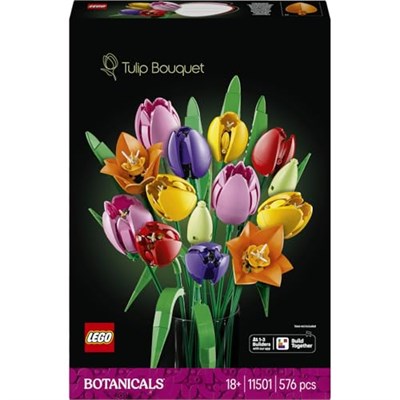 LEGO Botanicals Lale Buketi 11501 | Yetişkinler için Çeşitli Renkler ve Aşamalarda 5 Lale İçeren Yaratıcı Dekoratif Model Yapım Seti, Hediye Fikri (576 Parça)