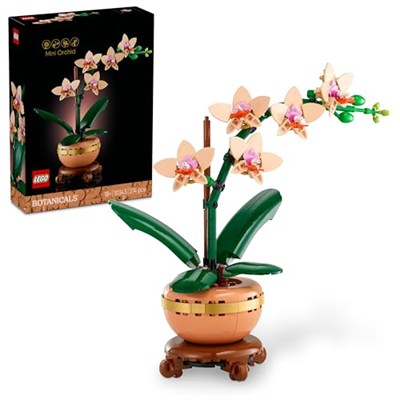 LEGO Botanicals Mini Orkide 10343 – Açık Renkli Terakota Saksı ve Ahşap Efektli Kaide İçeren Yetişkin Kadın ve Erkekler için Dekoratif Çiçek Yapım Seti, Ev ve Ofis Dekorasyonu Hediye Fikri (274 Parça)