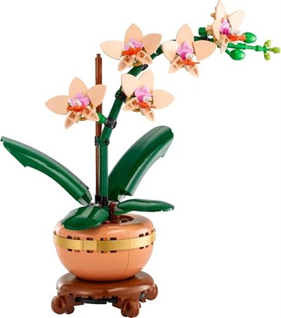 LEGO Botanicals Mini Orkide 10343 – Açık Renkli Terakota Saksı ve Ahşap Efektli Kaide İçeren Yetişkin Kadın ve Erkekler için Dekoratif Çiçek Yapım Seti, Ev ve Ofis Dekorasyonu Hediye Fikri (274 Parça)