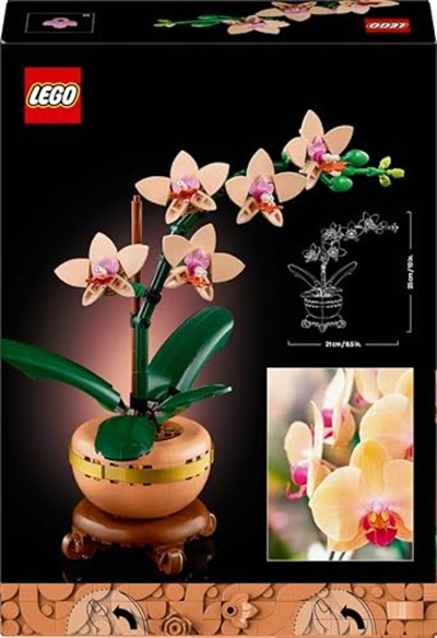 LEGO Botanicals Mini Orkide 10343 – Açık Renkli Terakota Saksı ve Ahşap Efektli Kaide İçeren Yetişkin Kadın ve Erkekler için Dekoratif Çiçek Yapım Seti, Ev ve Ofis Dekorasyonu Hediye Fikri (274 Parça)