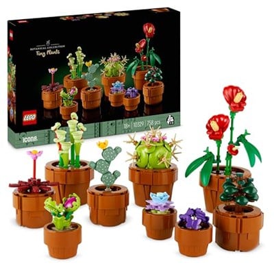 LEGO Botanicals Minik Bitkiler 10329 – Yetişkinler için Terakota Renkli Saksıda Kurak, Tropik ve Etçil Türlerde 9 Bitki İçeren Yapay Çiçek Modeli Yapım Seti, Sevgililer Günü Hediyesi Fikri (758 Parça)