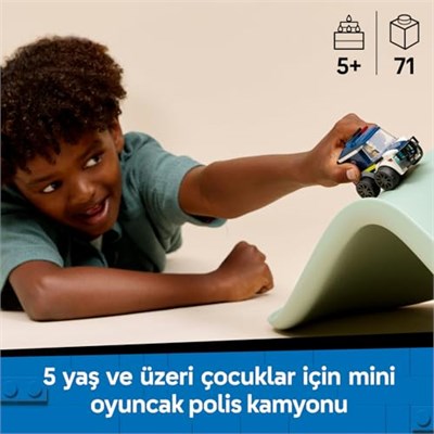 LEGO City Araçlar - Polis Kamyonu 60481 | 5 Yaş ve Üzeri Çocuklar için Polis Memuru Minifigürü İçeren Oyuncak Araba Yapım Seti, Hediye Fikri (71 Parça)