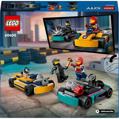 LEGO City Go-Kartlar ve Yarış Sürücüleri 60400-5 Yaş ve Üzeri için Yarışçı Minifigürü İçeren Yaratıcı Oyuncak Yapım Seti (99 Parça)