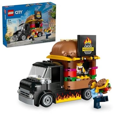 LEGO City Hamburger Kamyonu 60404-5 Yaş ve Üstü Kız ve Erkek Çocuklar için Satıcı Mini Figürü ve Aksesuarlar içeren Araç Yapım ve Mutfak Oyun Seti, Çocuklar için Yaratıcı Hediye Fikri (194 Parça)