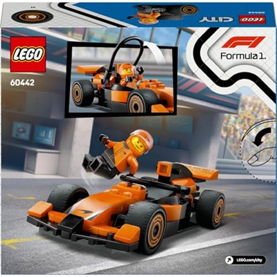 LEGO City McLaren Yarış Arabalı F1 Sürücüsü 60442-6 Yaş ve Üzeri Çocuklar için Mini Yarış Arabası İçeren Yaratıcı Oyuncak Yapım Seti, Doğum Günü Hediyesi (86 Parça)