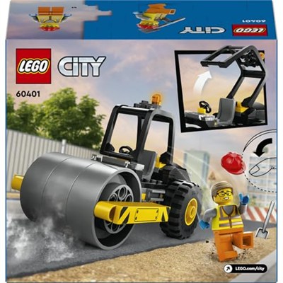 LEGO City Yol Silindiri 60401 – 5 Yaş ve Üzeri Kız ve Erkek Çocuklar için Doğum Günü Hediyesi Fikri, Kürekli ve Baretli İnşaat İşçisi Minifigürü İçeren Yaratıcı Oyuncak Yapım Seti (78 Parça)