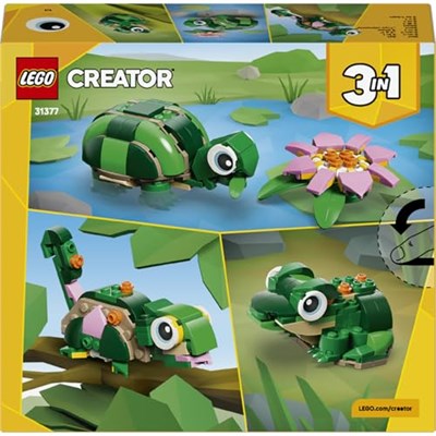 LEGO Creator 3’ü 1 Arada Kaplumbağa ile Nilüfer Çiçeği 31377 | 7 Yaş Üzeri Çocuklar için Bukalemun veya Kurbağaya Dönüşebilen Oyuncak Yapım Seti, Yılbaşı Hediyesi Fikri (124 Parça)