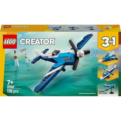 LEGO Creator 3’ü 1 Arada Uçak: Yarış Uçağı 31160-7 Yaş ve Üzeri Çocuklar için Jet veya Helikoptere Dönüşebilen Oyuncak Yapım Seti, Doğum Günü Hediyesi (178 Parça)