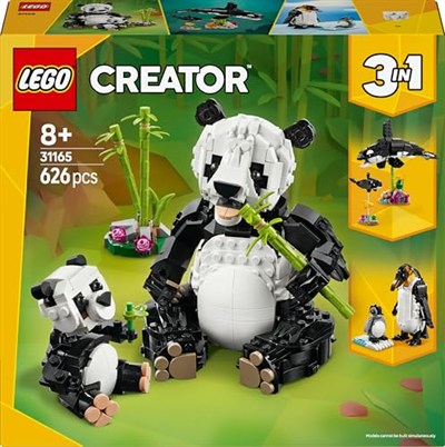 LEGO Creator 3’ü 1 Arada Vahşi Hayvanlar: Panda Ailesi 31165-8 Yaş ve Üzeri Çocuklar için Orka veya Penguene Dönüşen Oyuncak Yapım Seti, Doğum Günü Hediyesi (626 Parça)