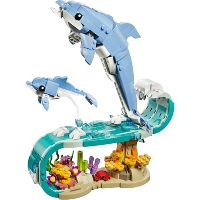 LEGO Creator 3ü 1 Arada Deniz Hayvanları: Güzel Yunuslar 31385 | 9 Yaş ve Üzeri Çocuklar için Denizatı veya Yengece Dönüşebilen Yaratıcı Oyuncak Yapım Seti, Hediye Fikri (542 Parça)