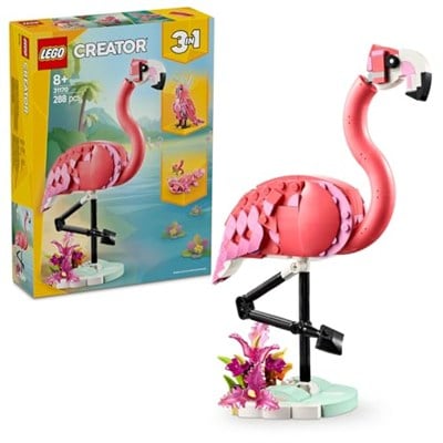 LEGO Creator 3ü 1 Arada Vahşi Hayvanlar: Pembe Flamingo 31170 – 8 Yaş ve Üzeri Kız ve Erkek Çocukları için Kakadu Papağanı veya Aksolotla Dönüşebilen Yaratıcı Oyuncak Seti, Hediye Fikri (288 parça)