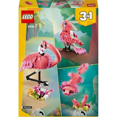 LEGO Creator 3ü 1 Arada Vahşi Hayvanlar: Pembe Flamingo 31170 – 8 Yaş ve Üzeri Kız ve Erkek Çocukları için Kakadu Papağanı veya Aksolotla Dönüşebilen Yaratıcı Oyuncak Seti, Hediye Fikri (288 parça)