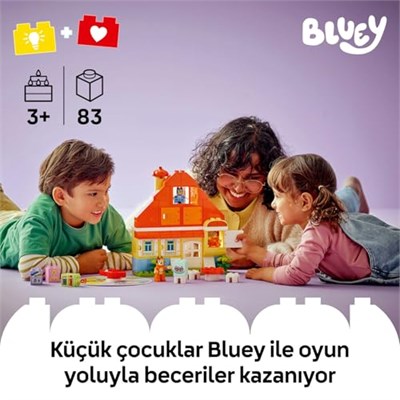 LEGO DUPLO Bluey: Bluey Ailesinin Evi ve Hafıza Oyunu 10459 | 3 Yaş ve Üzeri Çocuklar için İnteraktif Oyun İçeren Eğitici Oyuncak Yapım Seti, Doğum Günü Hediyesi (83 Parça)