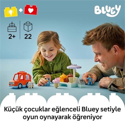 LEGO DUPLO Bluey ile Dondurma Gezisi 10458 | 2 Yaş ve Üzeri Çocuklar için 2 Figür İçeren Oyuncak Yapım Seti, Doğum Günü Hediye Fikri (22 Parça)