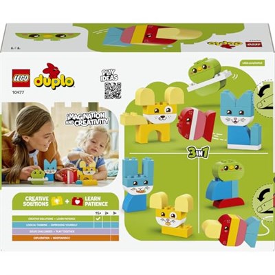 LEGO DUPLO İlk 3ü 1 Arada Yaratıcı Sevimli Hayvanlar 10477 | 1.5 Yaş ve Üzeri Çocuklar için Kedi ve Tavşan Dahil 8 Hayvan Seçeneği İçeren Oyuncak Yapım Seti, Hediye Fikri (24 Parça)