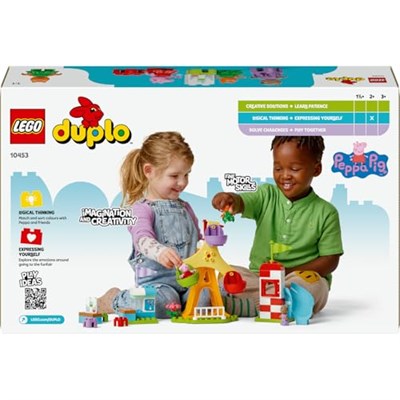 LEGO DUPLO Peppa Pig Lunapark 10453 | 2 Yaş ve Üzeri Çocuklar için Kedi ve Köpek Dahil 3 Figür İçeren Eğitici Oyuncak Yapım Seti, Hediye Fikri (53 Parça)