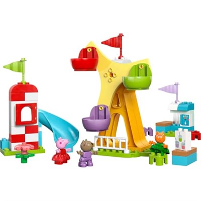 LEGO DUPLO Peppa Pig Lunapark 10453 | 2 Yaş ve Üzeri Çocuklar için Kedi ve Köpek Dahil 3 Figür İçeren Eğitici Oyuncak Yapım Seti, Hediye Fikri (53 Parça)