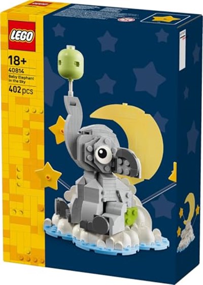 LEGO Gökyüzündeki Yavru Fil 40814 – Yetişkinler için Bulut Tabanı Üzerinde İnşa Edilebilen Yavru Fil İçeren Dekoratif Model Yapım Seti, Cinsiyet Açıklama Partisi veya Hatıra Hediyesi Fikri (402 Parça)