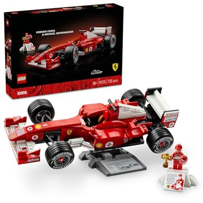LEGO Icons Ferrari F2004 ve Michael Schumacher 11375 | Yetişkinler için Sergileme Standı ve Minifigür İçeren Dekoratif Model Yapım Seti, Hediye Fikri (735 Parça)