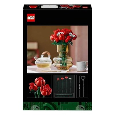 LEGO Icons Gül Buketi 10328 - Yetişkinler için Dekoratif, Koleksiyonluk ve Sergilenebilir Yaratıcı Çiçek Model Yapım Seti, Doğum Günü Hediyesi Fikri (822 Parça)