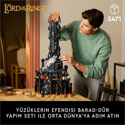 LEGO Icons Yüzüklerin Efendisi: Barad-dûr 10333 | Yetişkinler için Sauron ve Frodo Minifigürleri İçeren Film Hatırası Modeli Yapım Seti, Hediye Fikri (5471 Parça)