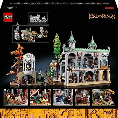 LEGO Icons YÜZÜKLERİN EFENDİSİ: RIVENDELL 10316 - Yetişkinler için Hediye Fikri, Frodo, Sam, Bilbo Baggins, Boromir, Legolas ve Gri Gandalf Dahil 15 Minifigür İçeren Model Yapım Seti (6167 Parça)