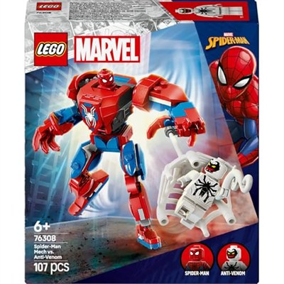 LEGO Marvel Örümcek Adam Robotu, Anti Venom’a Karşı 76308-6 yaş ve üzeri Çocuklar için İnşa Edilebilen Figür İçeren Oyuncak Yapım Seti, Doğum Günü Hediyesi (107 Parça)