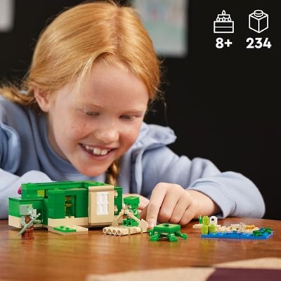 LEGO Minecraft Kaplumbağa Plaj Evi 21254-7 Yaş ve Üzeri Macera Oyunları Seven Çocuklar İçin 3 adet LEGO Minecraft Minifigürü içeren Yaratıcı Oyuncak Yapım Seti, Doğum Günü Hediyesi Fikri (234 Parça)