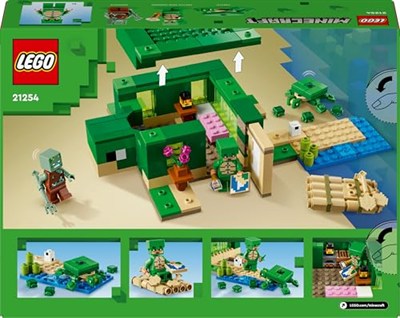 LEGO Minecraft Kaplumbağa Plaj Evi 21254-7 Yaş ve Üzeri Macera Oyunları Seven Çocuklar İçin 3 adet LEGO Minecraft Minifigürü içeren Yaratıcı Oyuncak Yapım Seti, Doğum Günü Hediyesi Fikri (234 Parça)