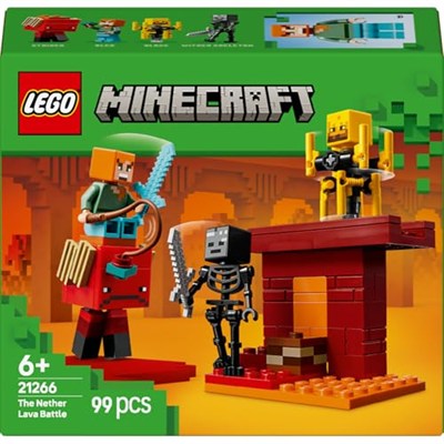 LEGO Minecraft Nether Lav Savaşı 21266 – Çocuklar için Alex Figürü, Yaratıklar, Wither Skeleton, Kılıç ve Döndürülen Blaze İçeren Yapım Seti, 6 Yaş ve Üzeri Kız ve Erkekler için Doğum Günü Hediyesi