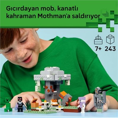 LEGO Minecraft Solgun Bahçe 21586 | 7 Yaş ve Üzeri Çocuklar için Kahraman Kanatlı Mothman İçeren Oyuncak Yapım Seti, Oyunculara Özel Hediye Fikri (243 Parça)