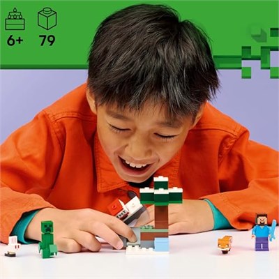 LEGO Minecraft Steve’in Tayga Macerası 21583 | 6 Yaş ve Üzeri Çocuklar için Steve Minifigürü ile Creeper İçeren Yaratıcı Oyuncak Yapım Seti, Hediye Fikri (79 Parça)