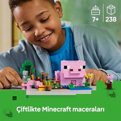 LEGO Minecraft Yavru Domuz Evi 21268 – 7 Yaş ve Üzeri Çocuklar için Kahraman Figürü, Yaratıklar ve Orman Biyomu İçeren Çiftlik Hayvanı Yapım Seti, Erkek ve Kız Çocukları için Hediye Fikri (238 Parça)