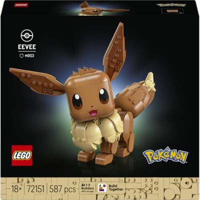 LEGO Pokémon Eevee 72151 - Yetişkin Kadınlar ve Erkekler için Otantik Detaylar İçeren Duruşu Ayarlanabilir Dekoratif Koleksiyonluk Model Yapım Seti, Yetişkinlere Yaratıcı Hediye Fikri (587 Parça)