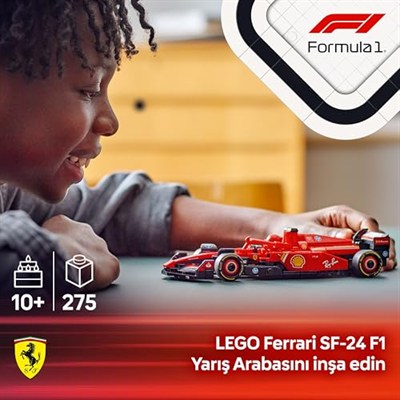 LEGO Speed Champions Ferrari SF-24 F1 Yarış Arabası 77242 – 10 Yaş ve Üzeri Kız ve Erkek Çocukları için Koleksiyonluk Sürücü Minifigürü İçeren Yapım Seti, Motor Hayranları için Model Kiti (275 Parça)