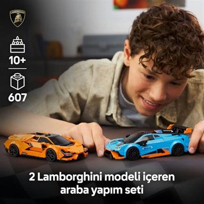 LEGO Speed Champions Lamborghini Revuelto ve Huracán STO 77238 – 10 Yaş ve Üzeri Çocuklar İçin Çift Model Araba, Detaylı Yarış Arabaları ve Sürücü Figürleriyle Oyun ve Sergileme Yapım Seti (607 Parça)
