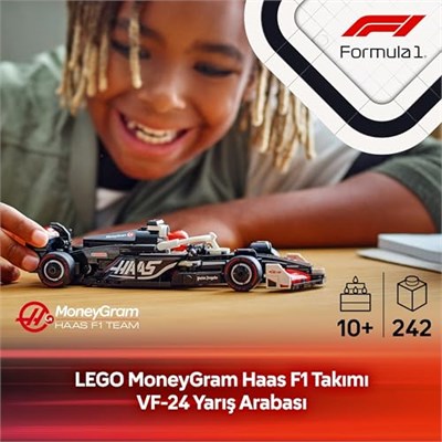 LEGO Speed Champions MoneyGram Haas F1 Team VF-24 Yarış Arabası 77250 – 10 Yaş ve Üzeri Kız ve Erkek Çocukları ile Motorseverler için Sürücü Minifigür İçeren Yapım ve Sergileme Seti (263 Parça)