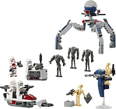 LEGO Star Wars Klon Trooper ve Savaş Droidi Savaş Paketi Seti 75372 – 7 Yaş ve Üzeri Kız ve Erkek Çocuklar için 4 Minifigür ve 5 Droid İçeren Oyuncak Yapım Seti, Doğum Günü Hediyesi Fikri (215 Parça)
