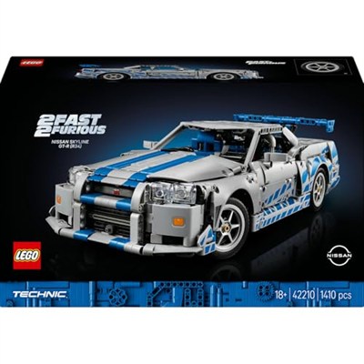 LEGO Technic Daha Hızlı Daha Öfkeli Nissan Skyline GT-R (R34) Araba 42210 - Yetişkinler için Dekoratif Araba Modeli Yapım Seti, Doğum Günü Hediyesi (1410 Parça)