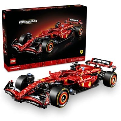 LEGO Technic Ferrari SF–24 F1 Araba 42207 – Yetişkinler için 1:8 Ölçekli V6 Motor, Vites Kutusu, Direksiyon ve DRS içeren Koleksiyonluk Yarış Arabası Modeli Yapım Seti, Hediye Fikri (1361 Parça)