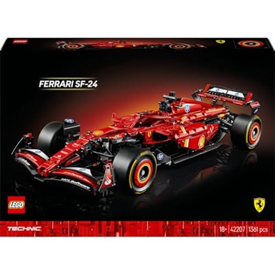 LEGO Technic Ferrari SF–24 F1 Araba 42207 – Yetişkinler için 1:8 Ölçekli V6 Motor, Vites Kutusu, Direksiyon ve DRS içeren Koleksiyonluk Yarış Arabası Modeli Yapım Seti, Hediye Fikri (1361 Parça)