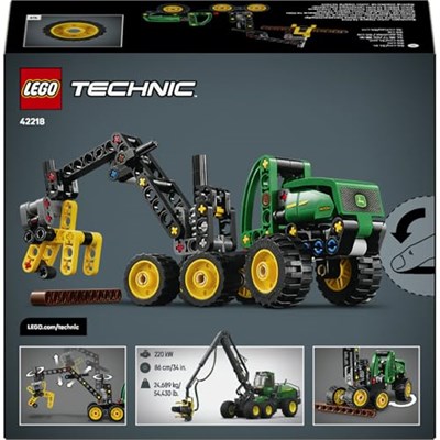 LEGO Technic John Deere 1470H Tekerlekli Orman Makinesi 42218 | 7 Yaş ve Üzeri Kız ve Erkek Çocuklar için Çalışan Kepçe ve Kütük İçeren Oyuncak Yapım Seti, Hediye Fikri (117 Parça)